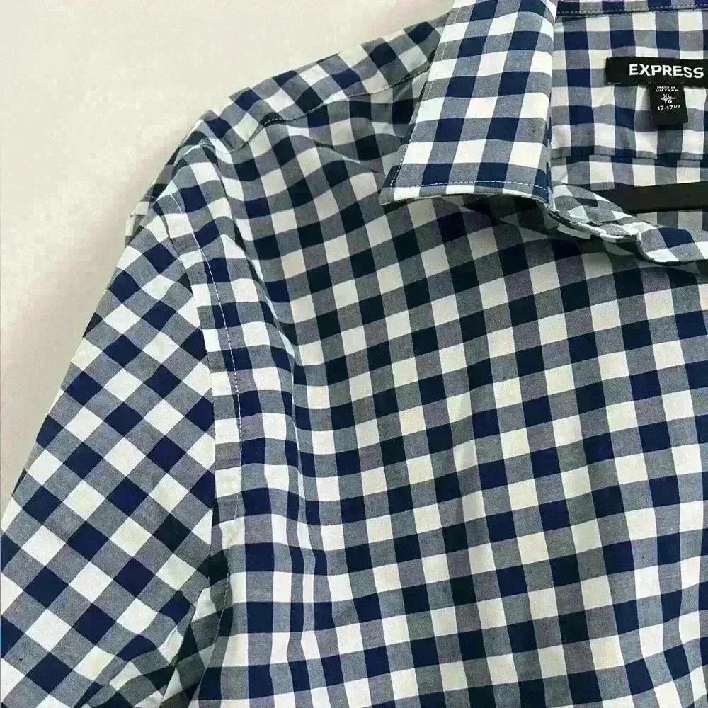 Express blue checkered dress shirt